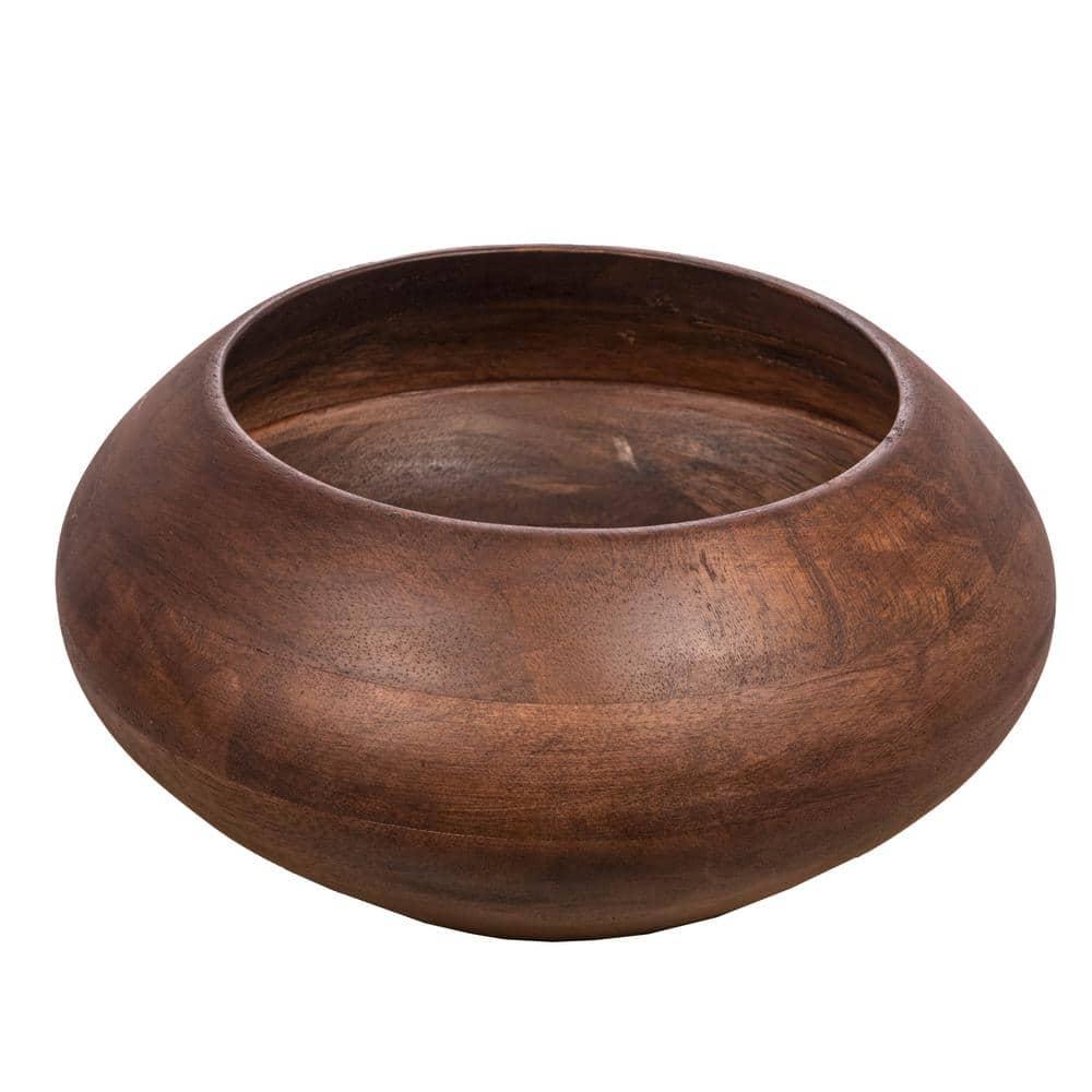 Storied Home 168 fl. oz. 9.25 in. Walnut Brown Mango Wood Serving Bowls (Set of 1)