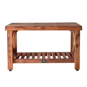 48 in. W x 24 in. H Light Brown Acaia Wood Indoor/Outdoor Console Table with Slat Storage Shelf