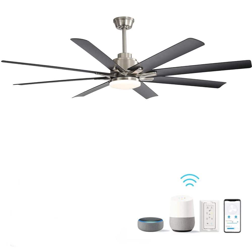 66 in. Indoor Matte Black Downrod Mount Ceiling Fan With Dimmable Led Light