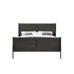 Louis Philippe Gray Wood Frame King Panel Bed with Low Profile Footboard