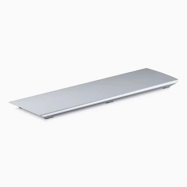 Bellwether 27.375 in. L x 7.5 in. W Alcove Shower Pan Base Aluminum Drain Cover with Bright Silver