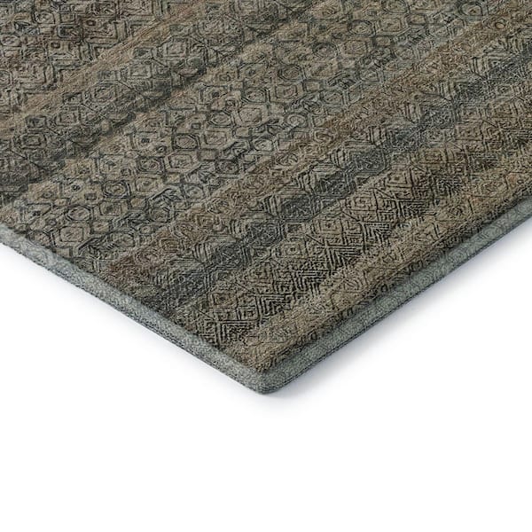 Mayfield Premium Machine Washable Abstract AMF2105 Chocolate 9 ft. x 12 ft. Area Rug