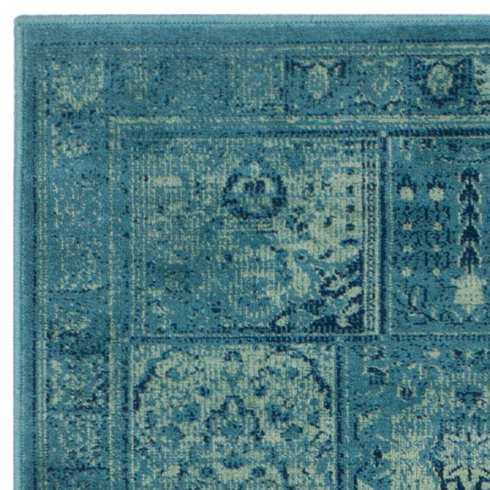 Turquoise and Multi Wool Silk Vintage Runner Rug