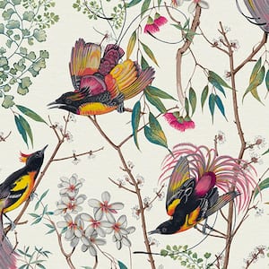 Clavering Birds Day White Wallpaper