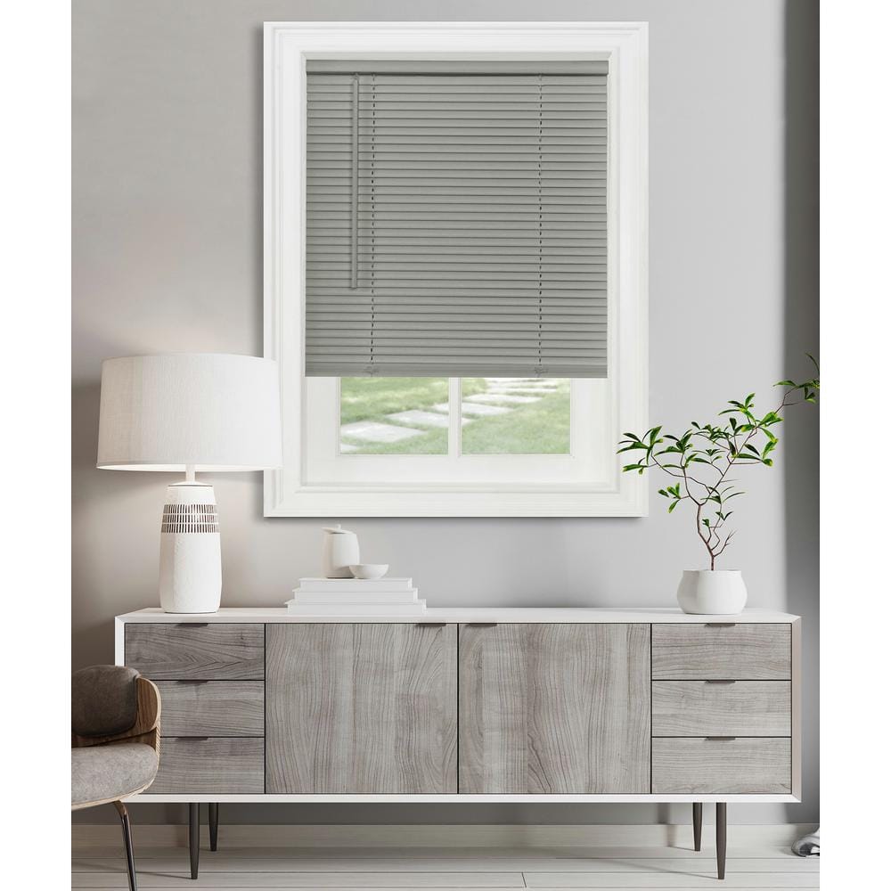Achim Cordless Vinyl Mini Window Blinds  Gray  28  x 64