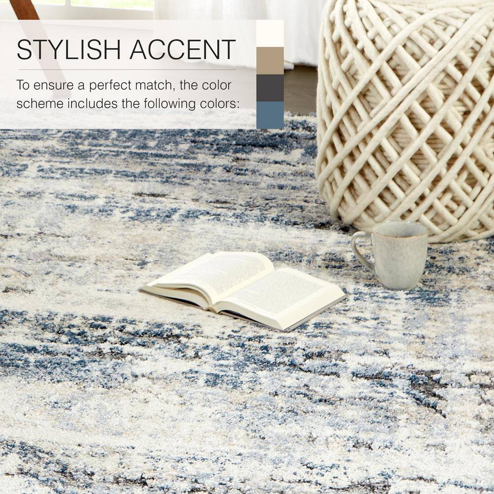 Benton Blue and Gray Abstract 8' x 10' Shag Rug