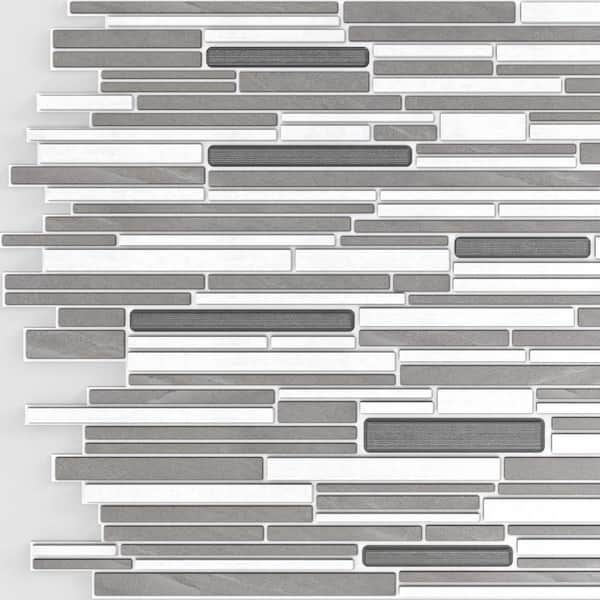 3D Falkirk Renfrew II 1/50 in. x 38 in. x 19 in. White Grey Faux Mosaic PVC Decorative Wall Paneling (5-Pack)