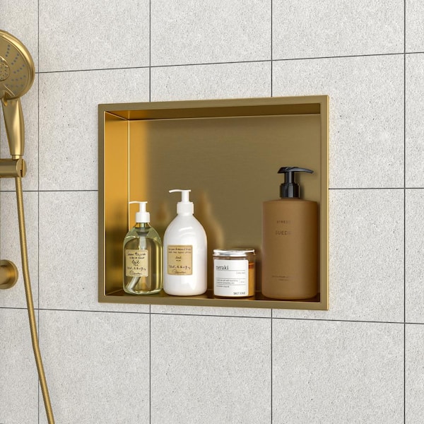 15 in. W x 13 in. H x 3.94 in. D Stainless Steel Shower Niche (Set of 1) Pieces in Gold