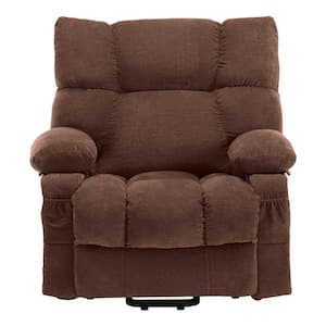 42 in. W Brown Polyester Blend Recliner with Remote Control, Tufted and Storage