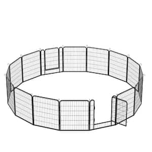 16 Panels Heavy Duty Metal Pet Fence Playpen Kit Indoor/Outdoor Pet Dog Fence Playground (31.7 in. H x 27.4 in. W)