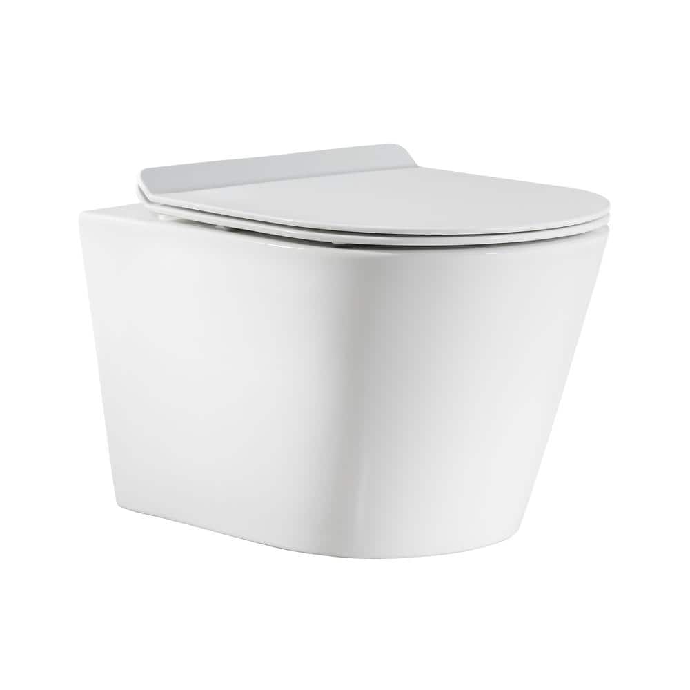 Glossy White Ceramic Wall-Hung Round Dual Flush Toilet