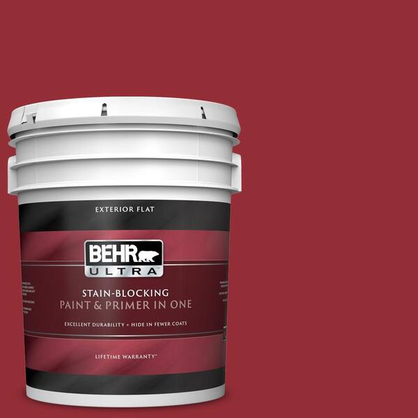 BEHR ULTRA 5 gal. #UL110-18 Cherry Tart Flat Exterior Paint and Primer in One