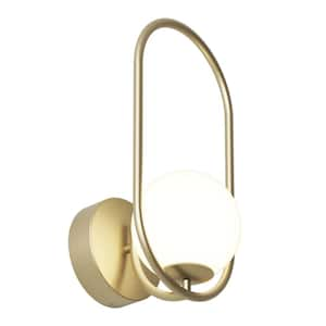 Bloom Sconce 7.28 in. 1-Light Gold 3CCT LED Vanity Light with Frosted Glass Diffuser