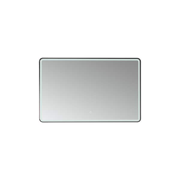 ROSWELL Piceno 48 in. W x 30 in. H H Rectangular Framed LED Lighted Accent Wall Mount Bathroom Vanity Mirror in Black
