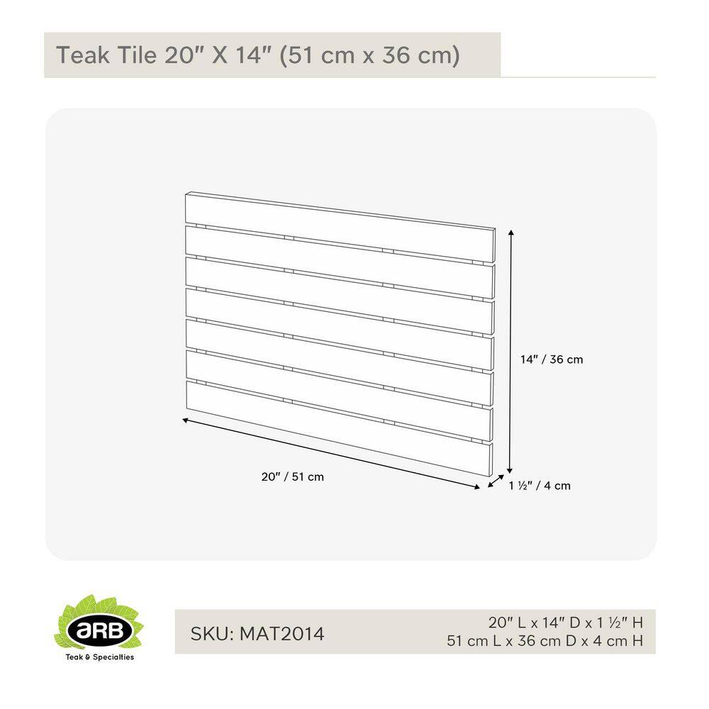 ARB Teak 20" x 14" Shower Mat Tile