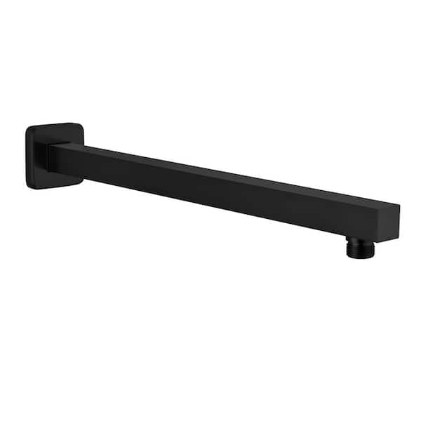 15.74 in. Brass Square Shower Arm in Matte Black
