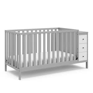 Malibu Pebble Gray with White 3-in-1 Customizable Convertible Storage Crib
