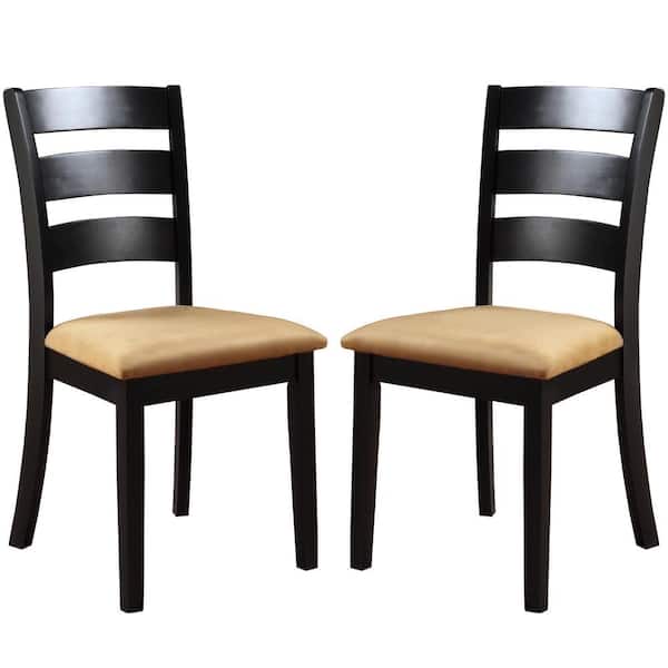 HomeSullivan Black Wood Beige Microfiber Dining Chairs (Set of 2)