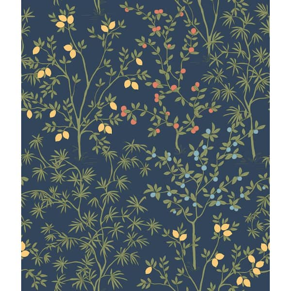 ERIN & BEN CO. Navy Lemon Grove Non Woven Premium Peel and Stick Wallpaper  PSW1454RL - The Home Depot