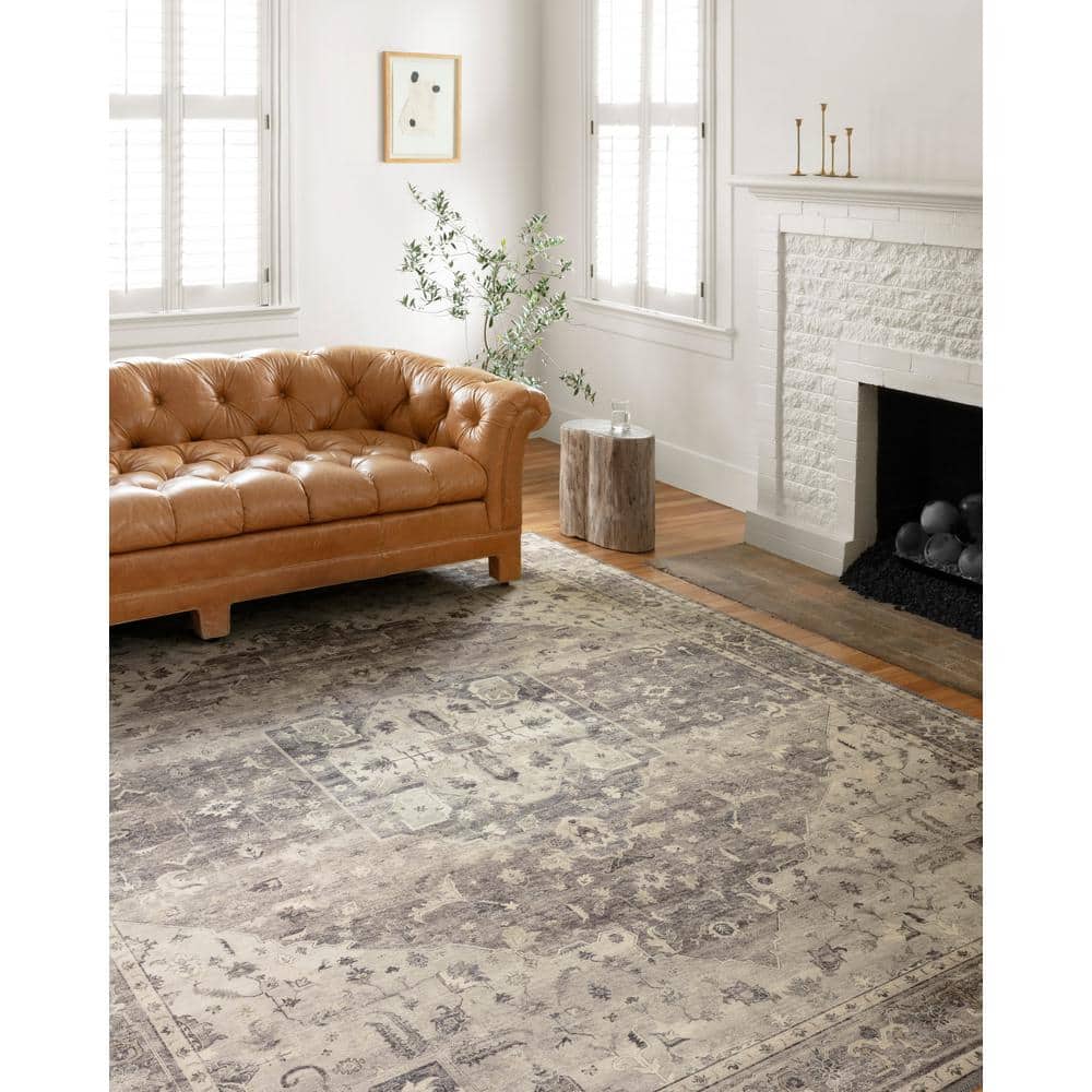 Ivory & Steel Oriental Inspired Easy-Care Synthetic Rug - 3'6" x 5'6"