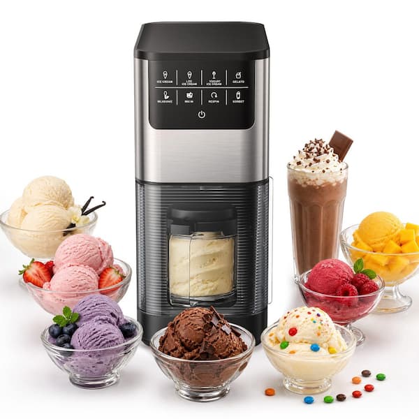 SIMZLIFE 1 Qt. Black 8-in-1 Ice Cream Maker with Gelato, Sorbet