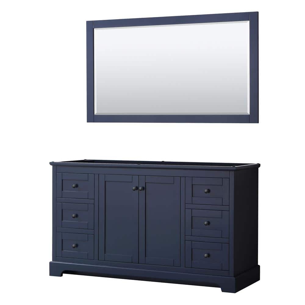 "Avery 59.25 in. W x 21.75 in. D x 34.25 in. H Single Bath Vanity Cabinet without Top in Dark Blue with 58"" Mirror" price history on PriceWatchPro