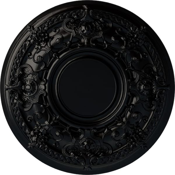 Ekena Millwork 32-3/4" x 2-1/2" Jackson Urethane Ceiling (Fits Canopies up to 13-1/2"), Hand-Painted Jet Black