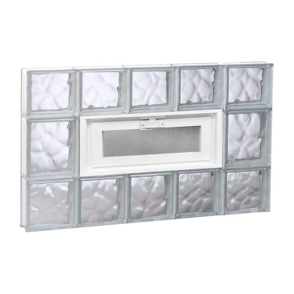 Clearly Secure 28.75 in. x 19.25 in. x 3.125 in. Frameless Wave Pattern Vented Glass Block Window