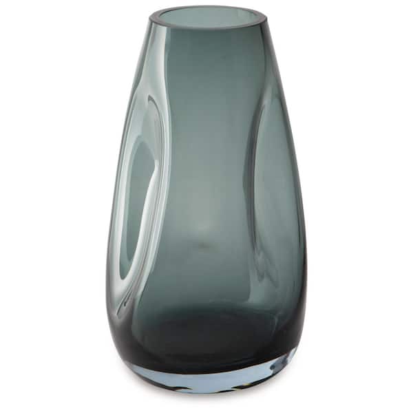 Signature DESIGN BY ASHLEY Beamund 9 in. Gray Glass Bud Decorative Vase