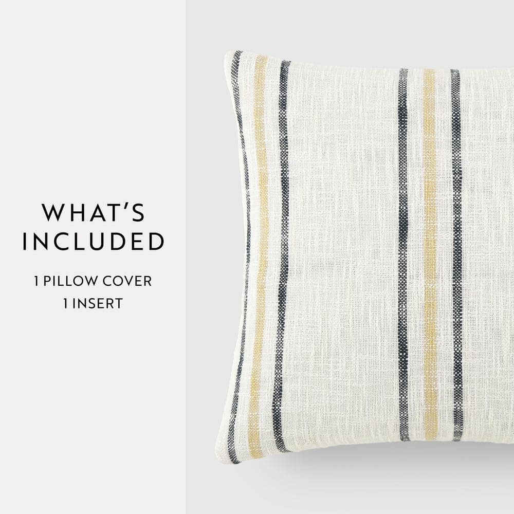 Mustard Yarn-Dyed Cotton Square Throw Pillow Set