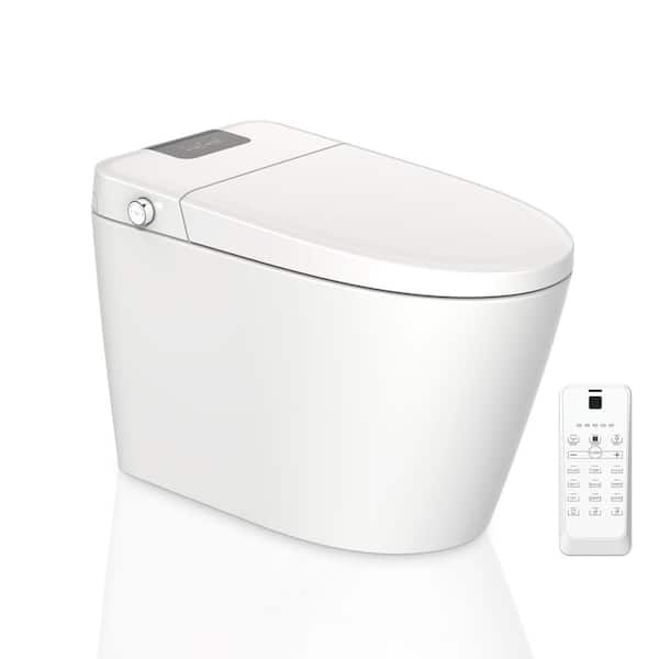 Logmey Smart 1.3 GPF One-Piece Elongated Toilets in White with Heated Seat, Auto Flush, Warm Dryer, Remote Control