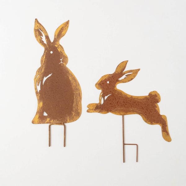 SULLIVANS 20.5 in. and 16.25 in. Bunny Silhouette Metal Yard Stakes Set of 2