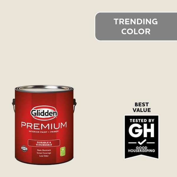 Glidden Premium 1 gal. PPG1024-1 Off White Semi-Gloss Interior Latex Paint