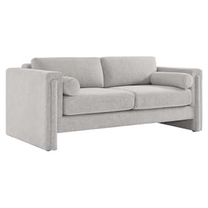 Visible 77 in. Square Arm Fabric Rectangle Sofa in Light Gray