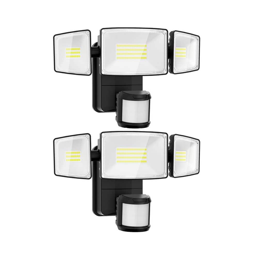 150 Watt Equivalent 2000 Lumen 250 Degree Black Motion Sensing LED Flood Light Outdoor Security 2 Pack price history on PriceWatchPro