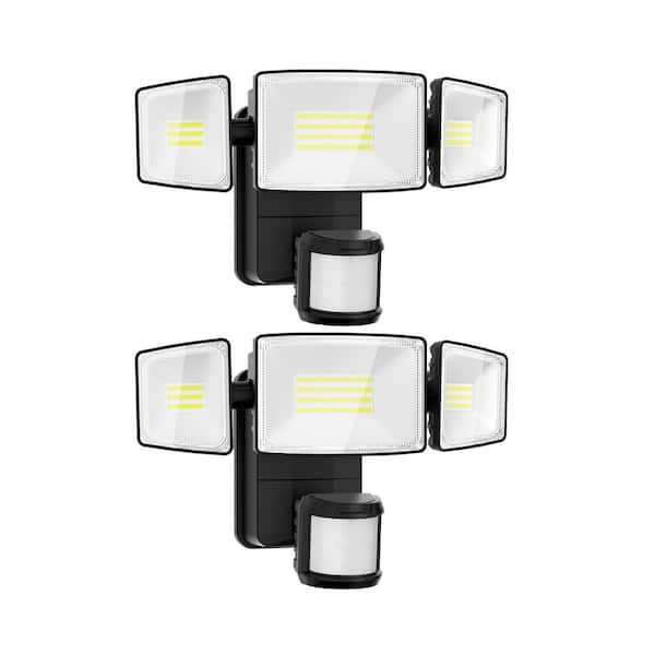 150 Watt Equivalent 2000 Lumen 250 Degree Black Motion Sensing LED Flood Light Outdoor Security 2 Pack