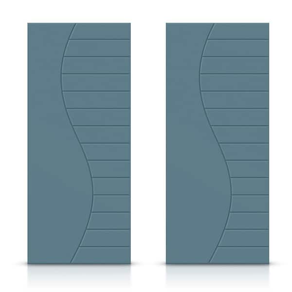 CALHOME 72 in. x 96 in. Hollow Core Dignity Blue Painted Composite MDF Interior Double Closet Sliding Doors