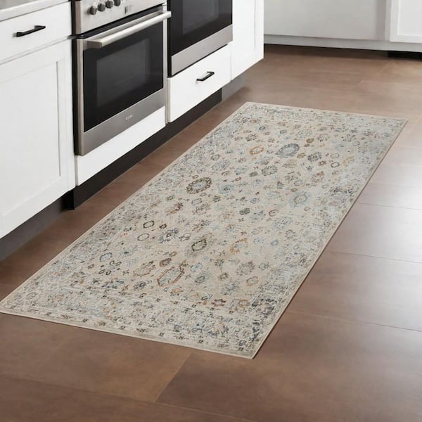 3 X 8 Blue Medallion Washable Area Rug Runner Rug