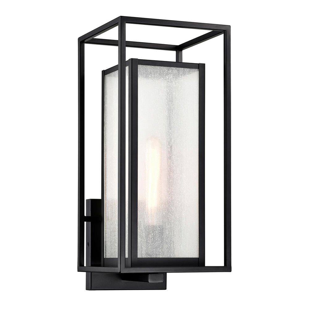 18 in. 1-Light Matte Black Finish Outdoor Wall Sconce with Seedy Glass Shade price history on PriceWatchPro