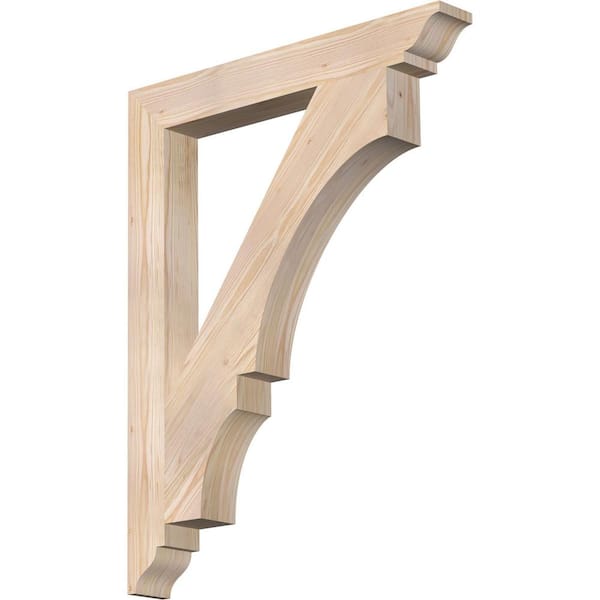 Ekena Millwork 3.5 in. x 36 in. x 28 in. Douglas Fir Balboa Traditional Smooth Bracket