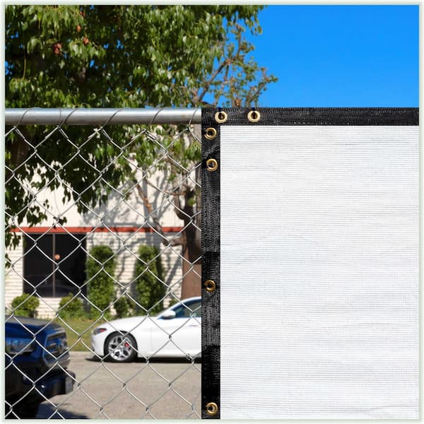 4 ft. x 40 ft. White Privacy Fence Screen HDPE Mesh Windscreen with Reinforced Grommets for Garden Fence (Custom Size)