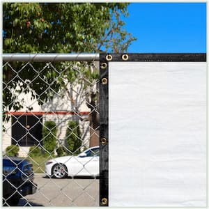 5 ft. x 4 ft. White Privacy Fence Screen Mesh Cover Screen with Reinforced Grommets for Garden Fence (Custom Size)