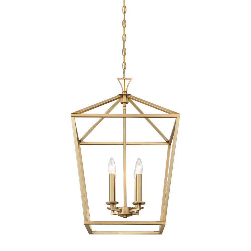 Warm Brass 4-Light Open Lantern Chandelier