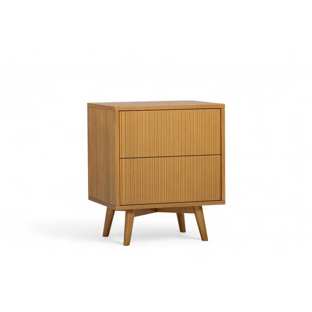 Tremolo Natural 2-Drawer 20 in. W Nightstand with Push-Open Fluted Fronts for Bedroom Storage price history on PriceWatchPro