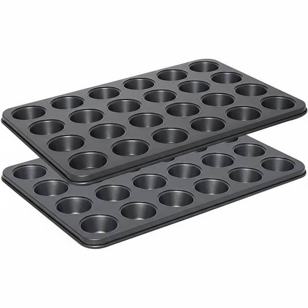 24-Cup Carbon Steel Mini Muffin Pan Nonstick Coating Baking Tray Cupcake Pan 2 Pack for Bite-Sized Treats