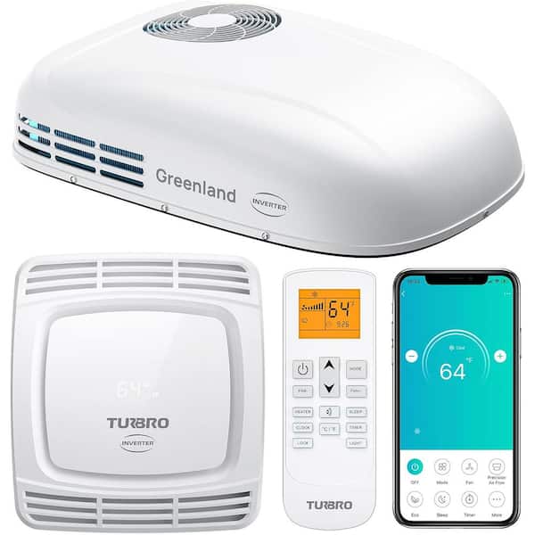 TURBRO 13,500 BTU Inverter RV Air Conditioner with Heat Pump, Non-ducted Rooftop Unit Ultra-quiet Operation 115-Volt WiFi White