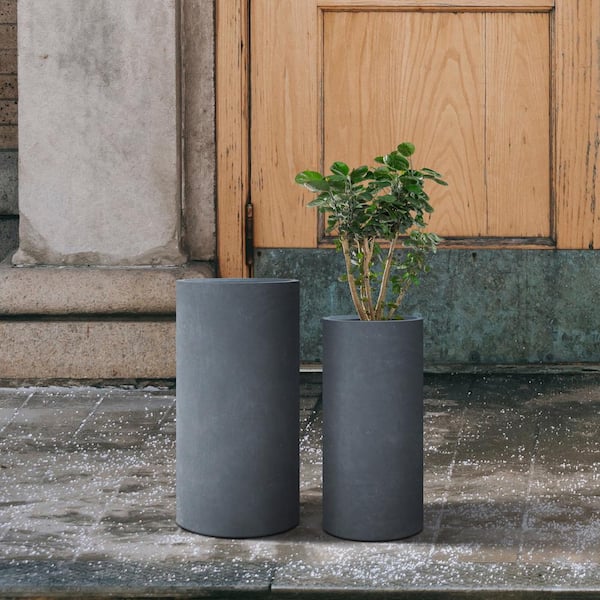 6 inch Black and Gray Cement Hexagonal Planter Pot