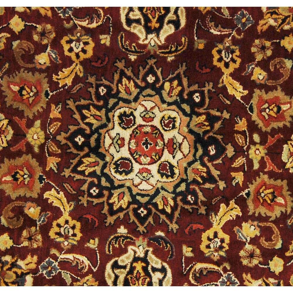 Elegant Round Burgundy Wool Tufted 6' Area Rug
