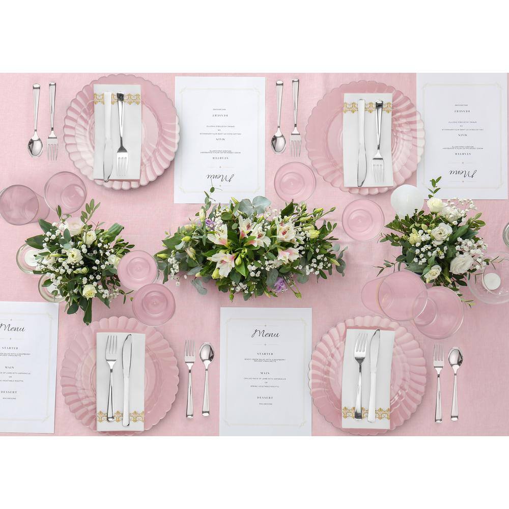 Elegant Clear Plastic Scalloped Edge Dinnerware Set, 50 Pieces