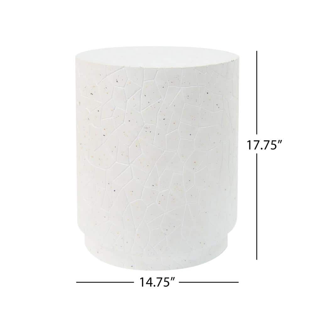 White Terrazzo Concrete Cylindrical Outdoor Side Table